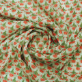 Gorgeous Damask Floral Print in Green and Orange on Kota Doria Fabric Material – 470a0338copy