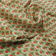 Gorgeous Damask Floral Print in Green and Orange on Kota Doria Fabric Material – 470a0339copy