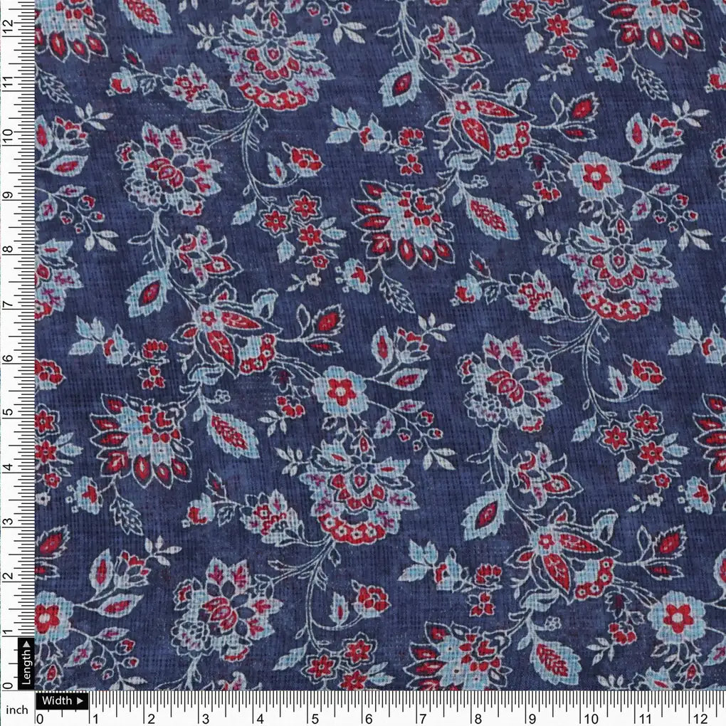 Kalamkari Floral Velly Kota Doria Fabric Material – 470a0342copy