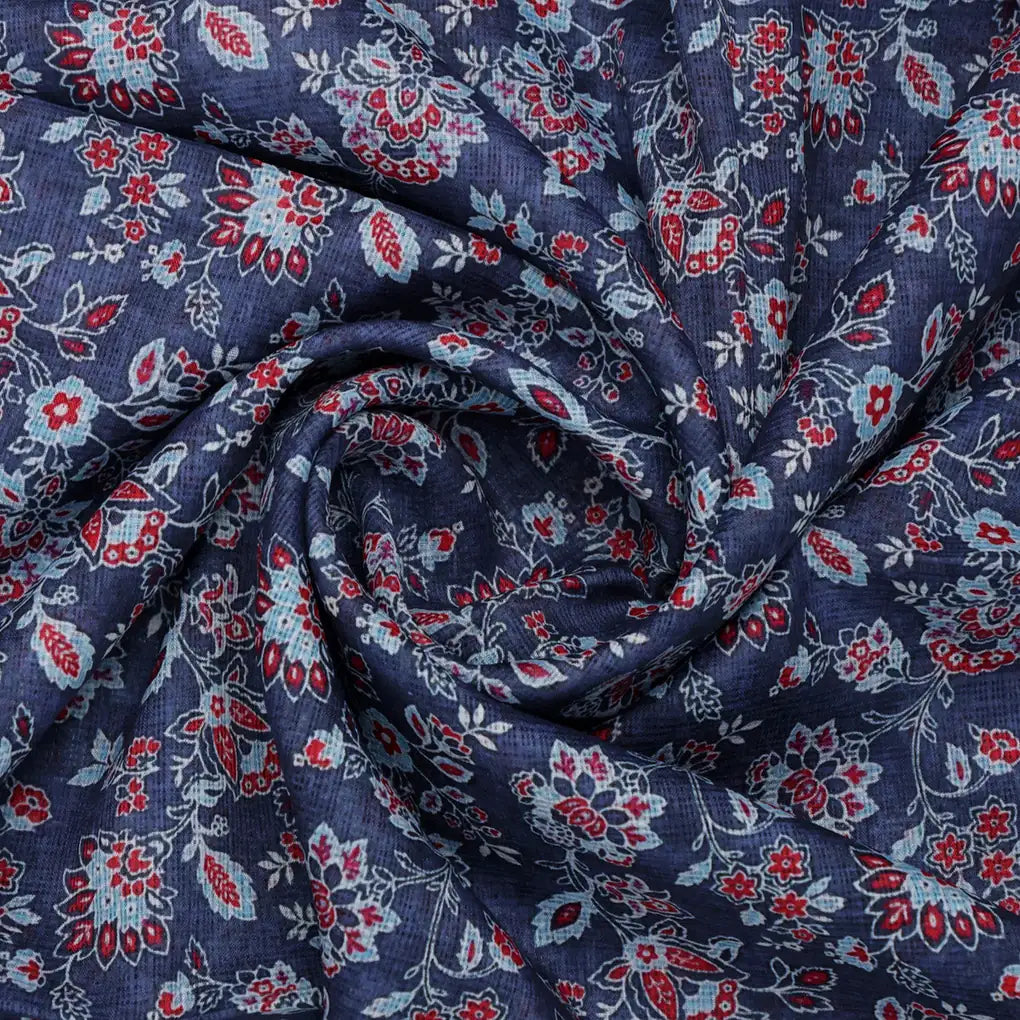 Kalamkari Floral Velly Kota Doria Fabric Material – 470a0344copy