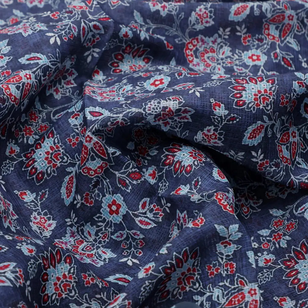 Kalamkari Floral Velly Kota Doria Fabric Material – 470a0345copy