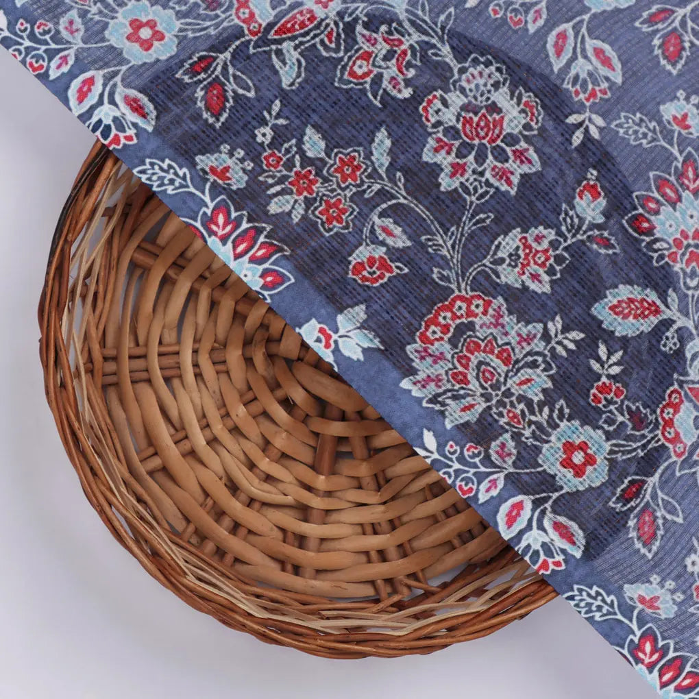 Kalamkari Floral Velly Kota Doria Fabric Material – 470a0346copy