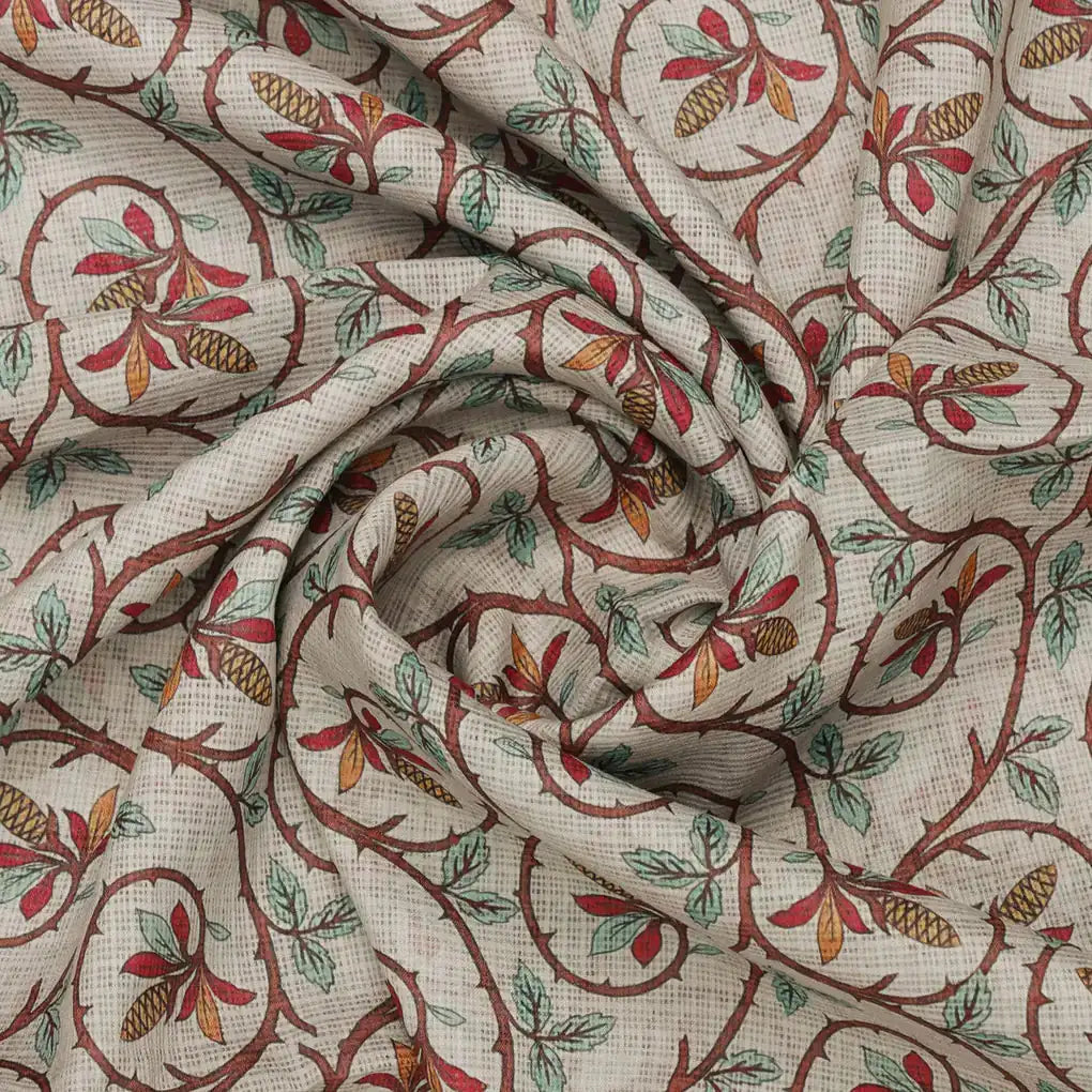 Gorgeous Decorative Digital Printed Kota Doria Fabric in Vibrant Red and Green – 470a0355copy