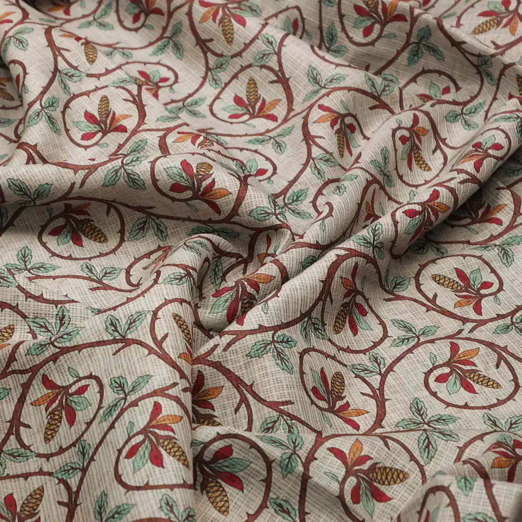 Gorgeous Decorative Digital Printed Kota Doria Fabric in Vibrant Red and Green – 470a0356copy