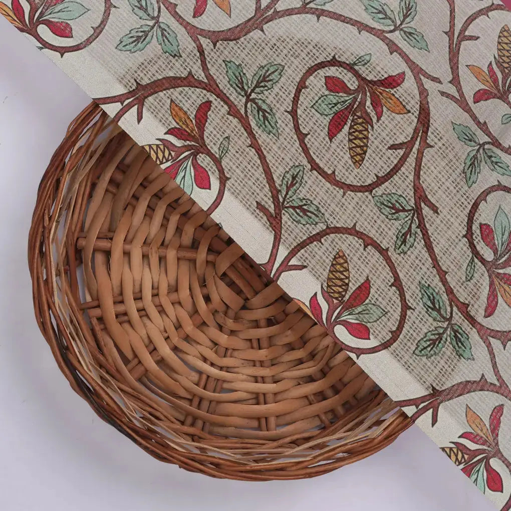 Gorgeous Decorative Digital Printed Kota Doria Fabric in Vibrant Red and Green – 470a0357copy