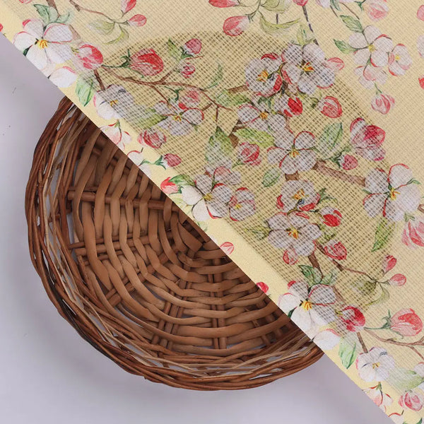 Kota Doria Fabric Material with Classy Floral Designs in Vibrant Yellow Color – 470a0373copy - alternate view