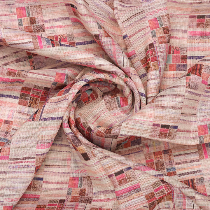 Gorgeous Abstract Kota Doria Digital Printed Fabric Material