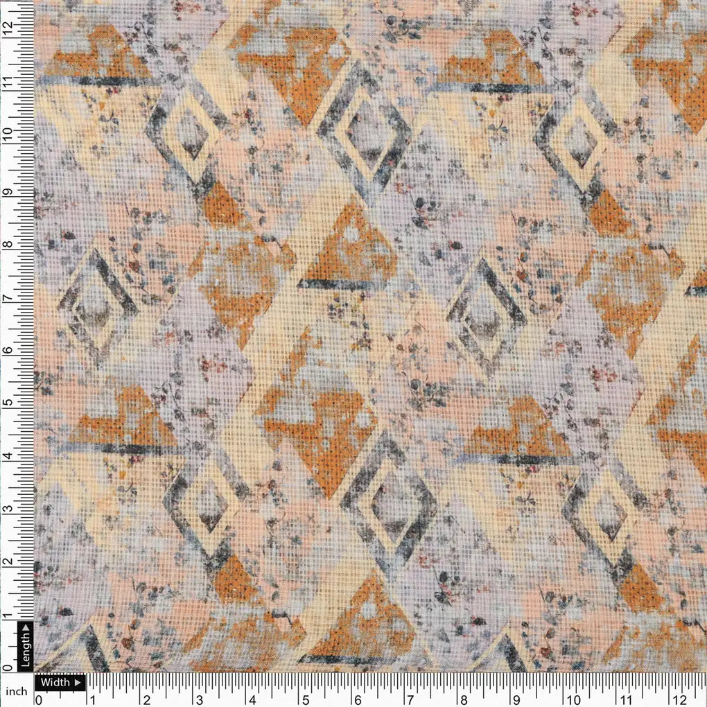 Classy Geometric Floral Kota Doria Printed Fabric Material – 470a0387copy
