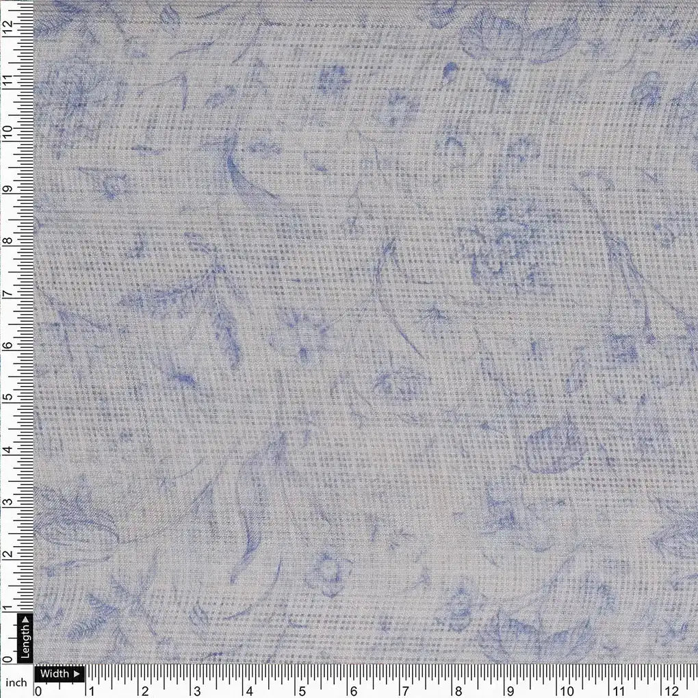 Gorgeous Purple and White Ditsy Floral Printed Kota Doria Fabric Materail – 470a0400copy