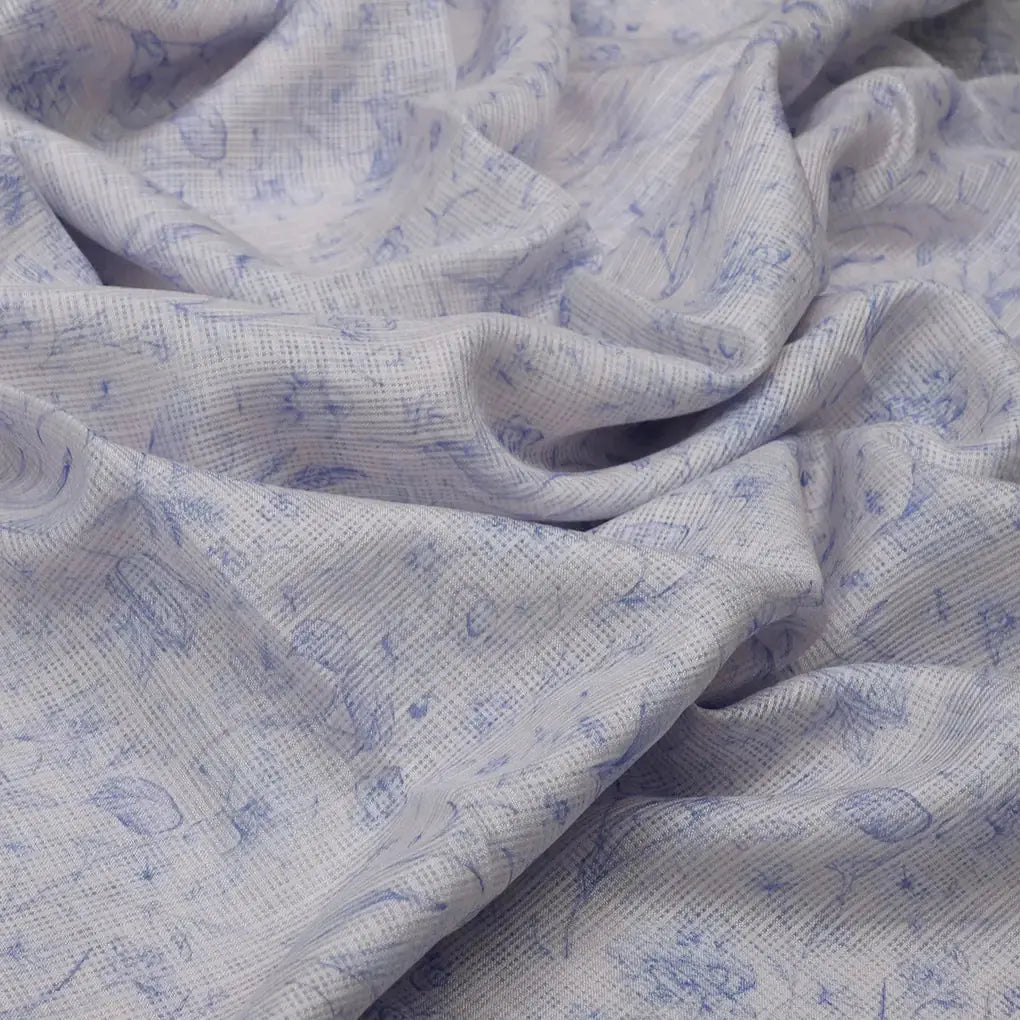 Gorgeous Purple and White Ditsy Floral Printed Kota Doria Fabric Materail – 470a0402copy