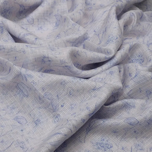 Gorgeous Purple and White Ditsy Floral Printed Kota Doria Fabric Materail – 470a0402copy