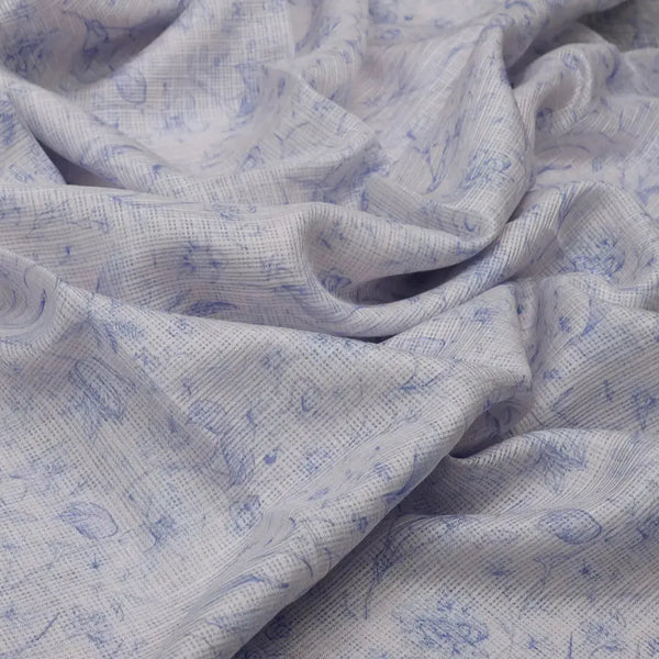 Gorgeous Purple and White Ditsy Floral Printed Kota Doria Fabric Materail – 470a0402copy