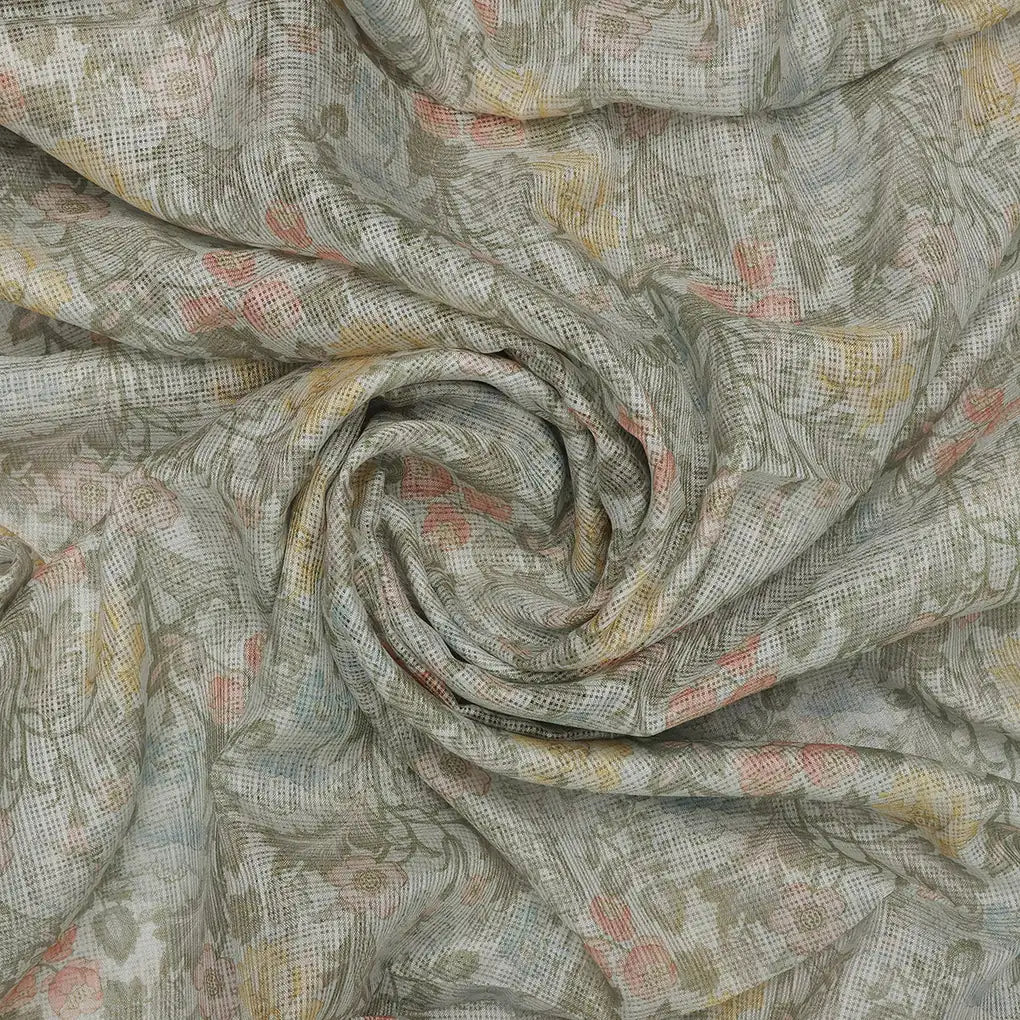 Classy Floral Velly Kota Doria Fabric Material with Decorative Leaves – 470a0414copy