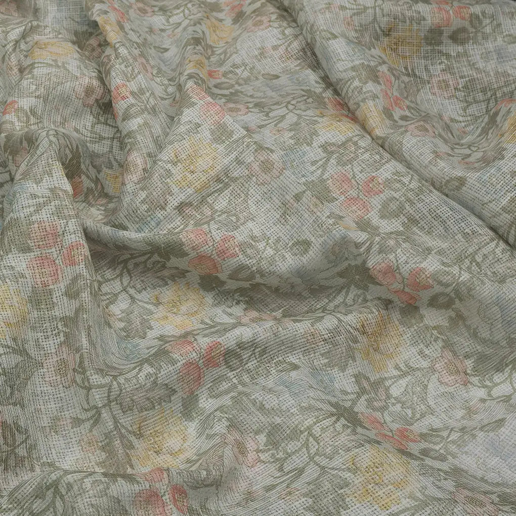 Classy Floral Velly Kota Doria Fabric Material with Decorative Leaves – 470a0415copy