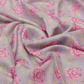 Alluring Purple and Pink Floral Kota Doria Digital Printed Fabric Material – 470a0426copy