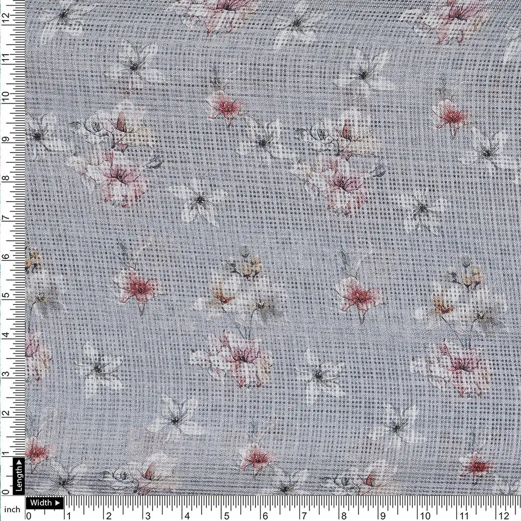 Gorgeous Bunch of Flower Digital Printed Kota Doria Fabric Material – 470a0429copy