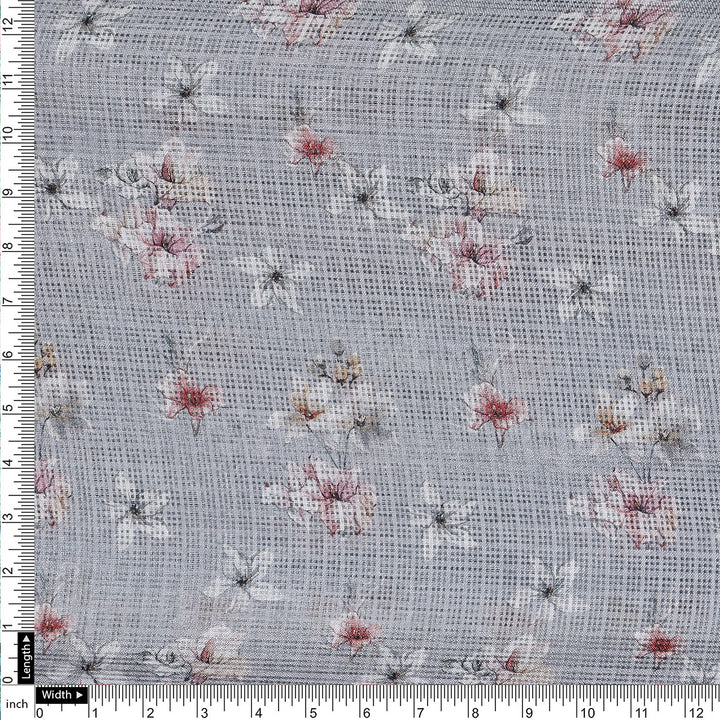 Gorgeous Bunch of Flower Digital Printed Kota Doria Fabric Material