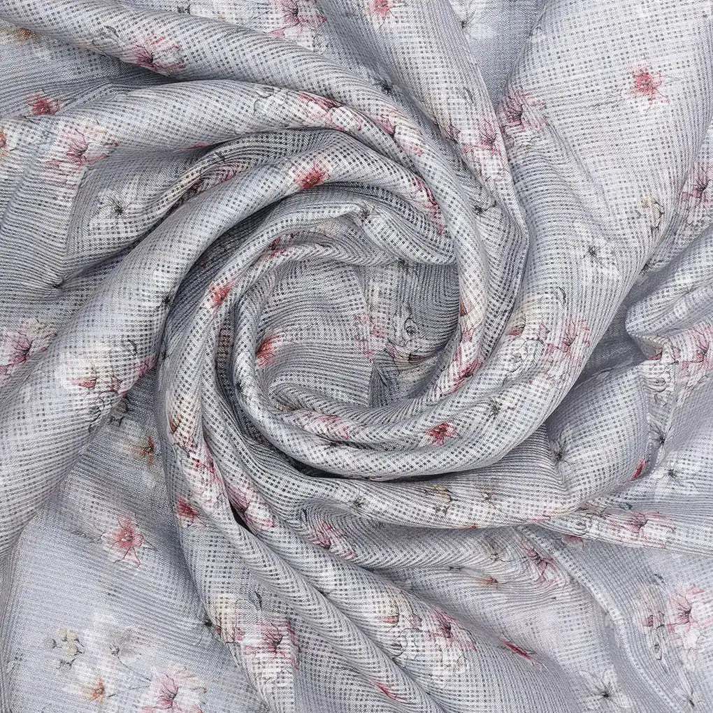 Gorgeous Bunch of Flower Digital Printed Kota Doria Fabric Material – 470a0431copy