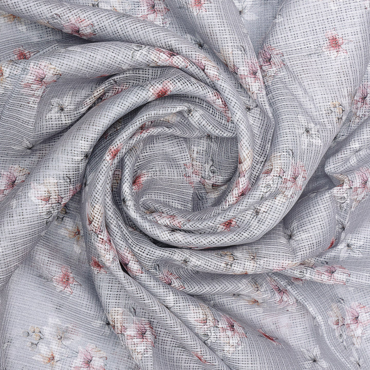 Gorgeous Bunch of Flower Digital Printed Kota Doria Fabric Material