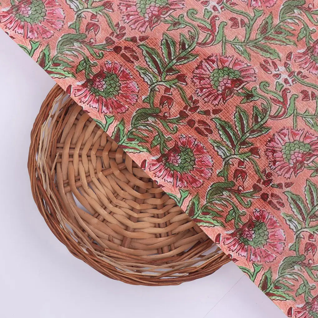 Gorgeous Floral and Leaves Kota Doria Digital Printed Fabric Material – 470a0447copy