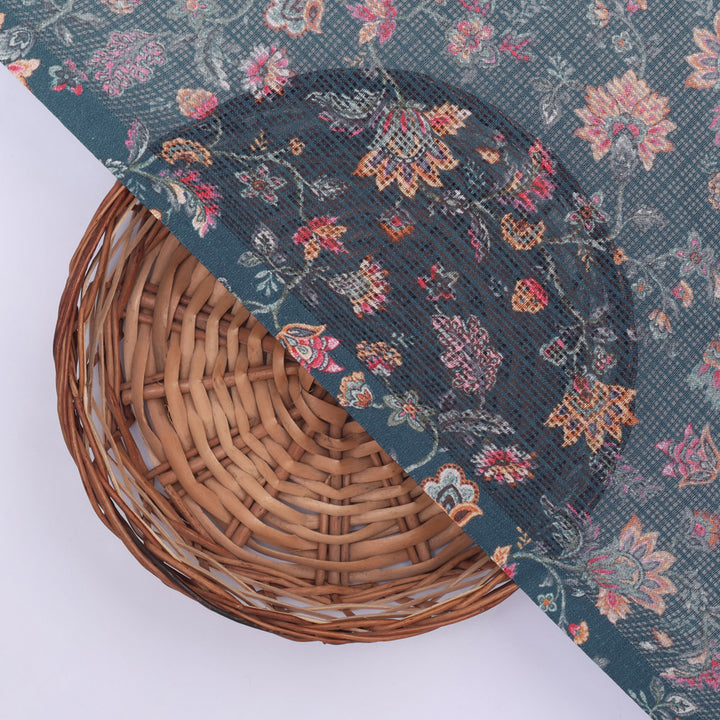 Floral Velly Kota Doria Printed Fabric Material