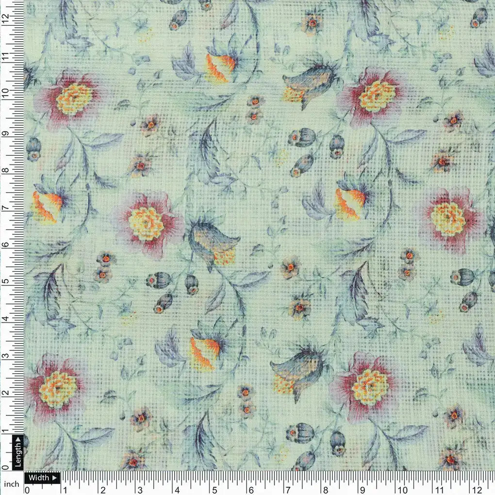 Charming Floral Kota Doria Digital Printed Fabric Material for Dress Making – 470a0466copy