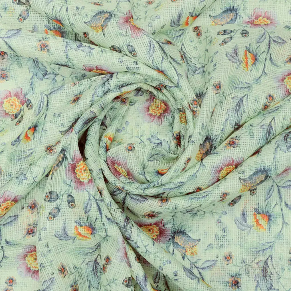 Charming Floral Kota Doria Digital Printed Fabric Material for Dress Making – 470a0467copy