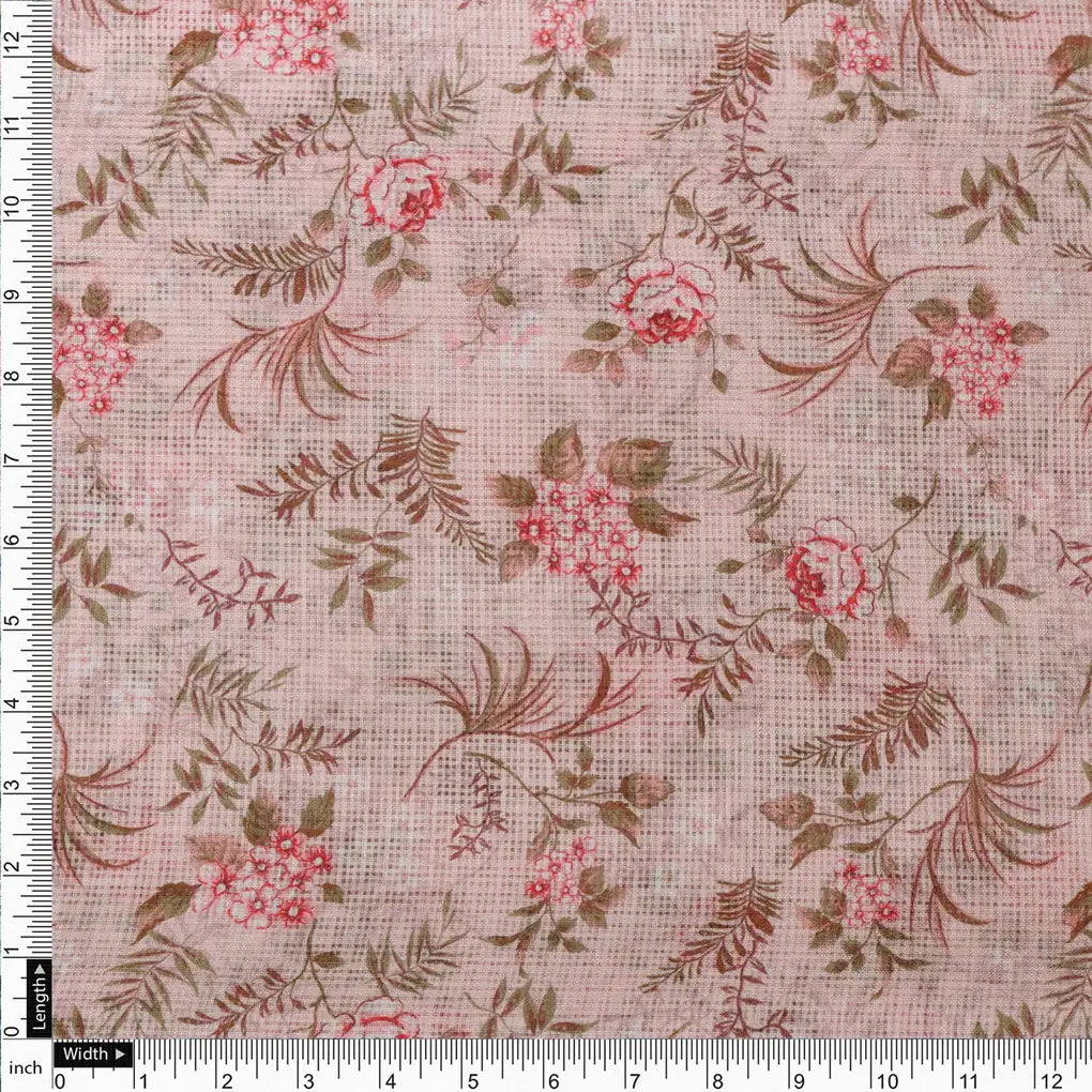 Gorgeous Kota Doria Digital Print Fabric in Green and Pink – 470a0471copy