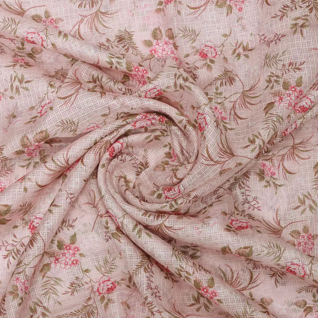 Gorgeous Kota Doria Digital Print Fabric in Green and Pink – 470a0472copy