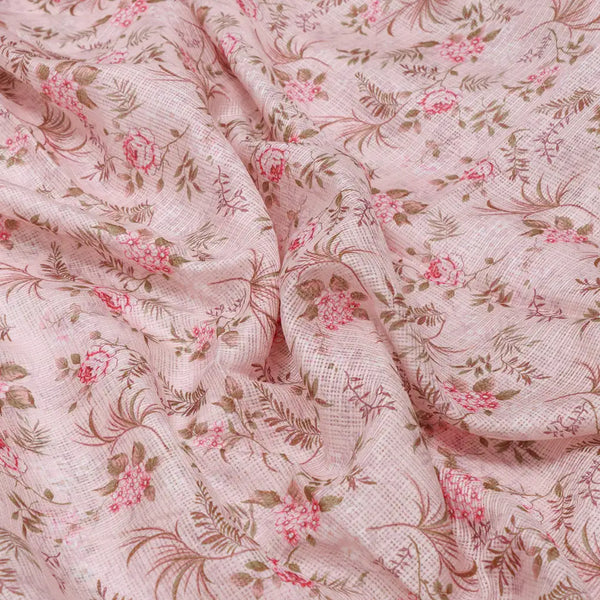 Gorgeous Kota Doria Digital Print Fabric in Green and Pink – 470a0473copy