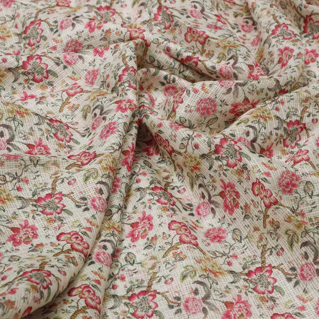 Classy Kota Doria Fabric in Multicolor with Decorative Floral Ditsy Design – 470a0479copy