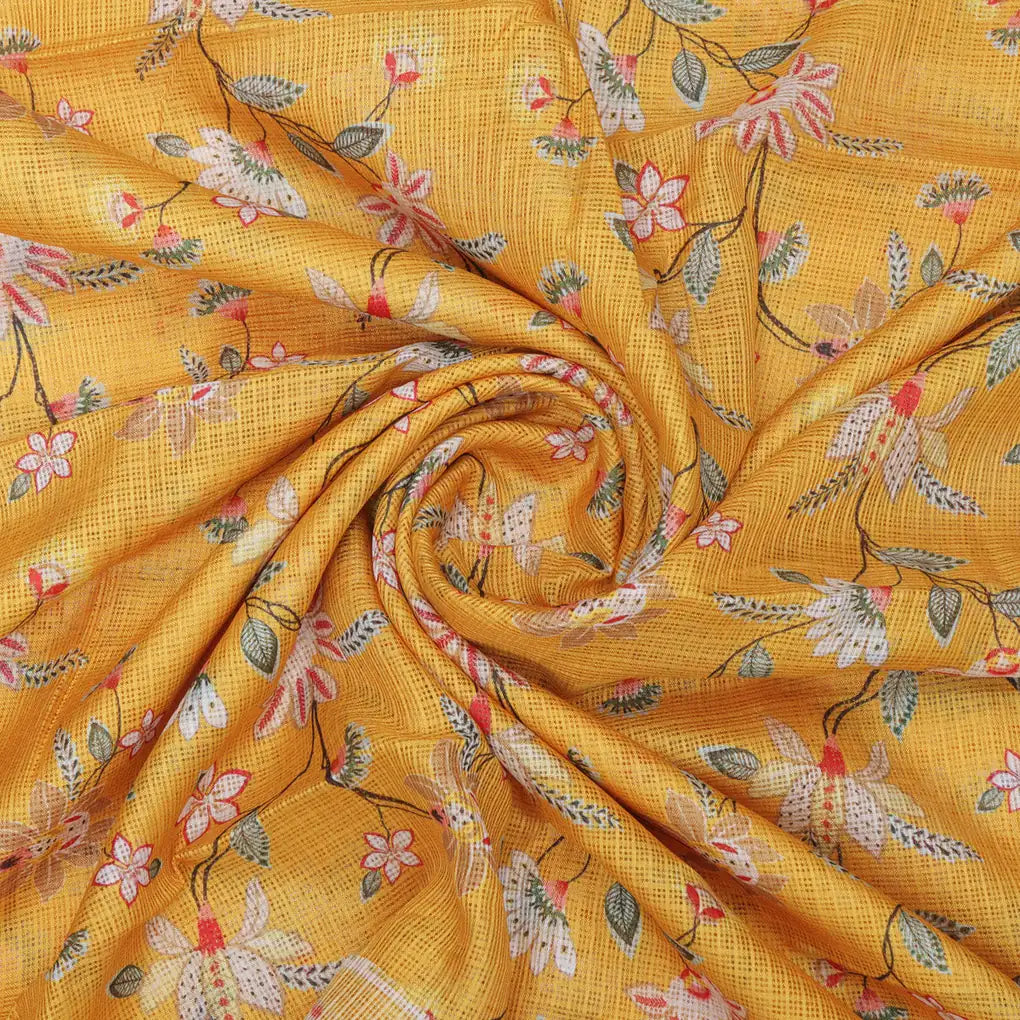 Gorgeous Kota Doria Digital Print Fabric with Decorative Floral Leaves – 470a0489copy