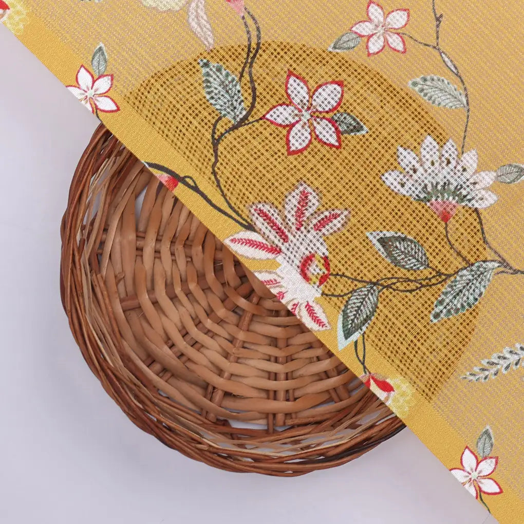 Gorgeous Kota Doria Digital Print Fabric with Decorative Floral Leaves – 470a0491copy