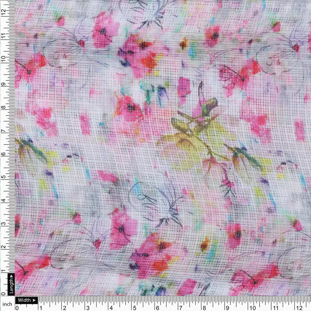 Stunning Multicolor Flower Digital Print on Elegant Kota Doria Fabric Material – 470a0493copy