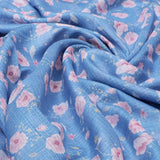 Gorgeous Floral Velly Kota Doria Digital Printed Fabric in Captivating Blue and Peach – 470a0505copy