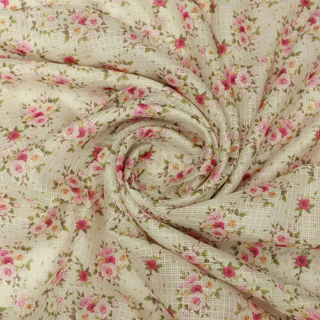 Kota Doria Fabric Material of Printed Floral Blooms – 470a0511copy