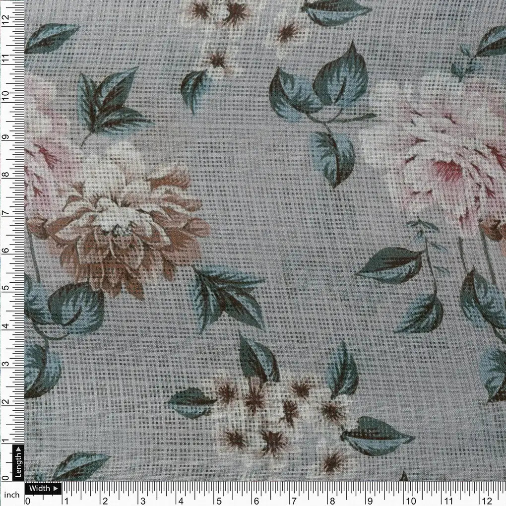 Gorgeous Kota Doria Digital Printed Fabric Material with Bunch of Flowers – 470a0515copy