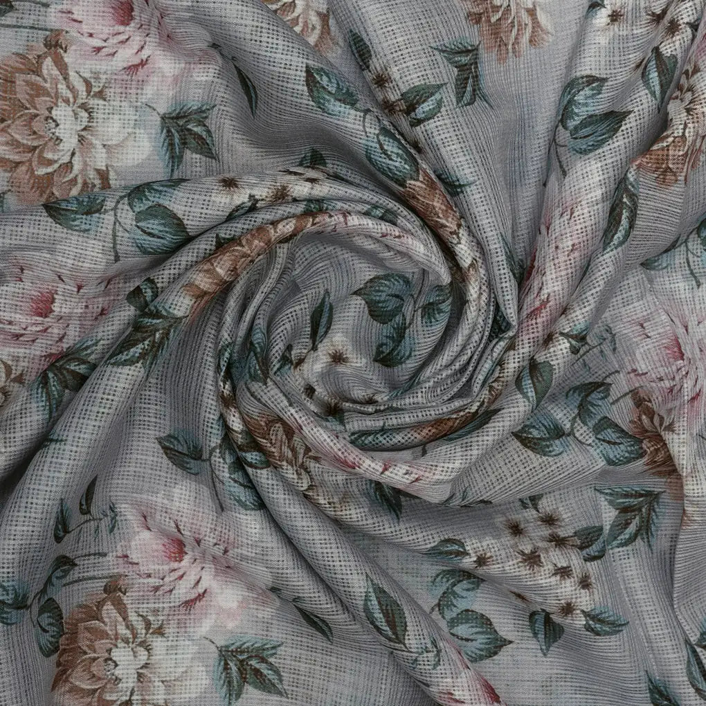 Gorgeous Kota Doria Digital Printed Fabric Material with Bunch of Flowers – 470a0516copy