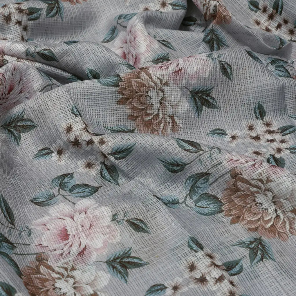Gorgeous Kota Doria Digital Printed Fabric Material with Bunch of Flowers – 470a0517copy