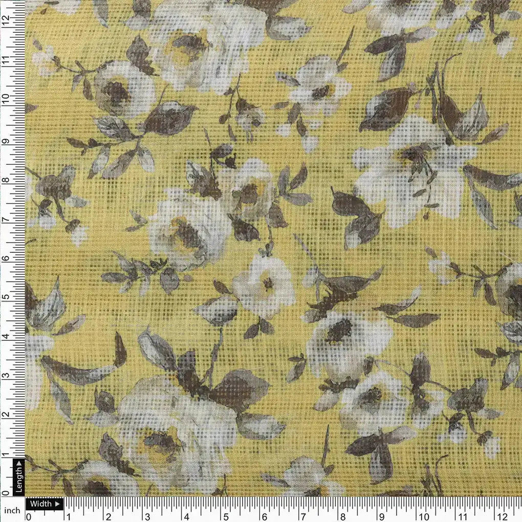 Gorgeous Floral and Leaves Digital Printed Kota Doria Fabric – 470a0526copy