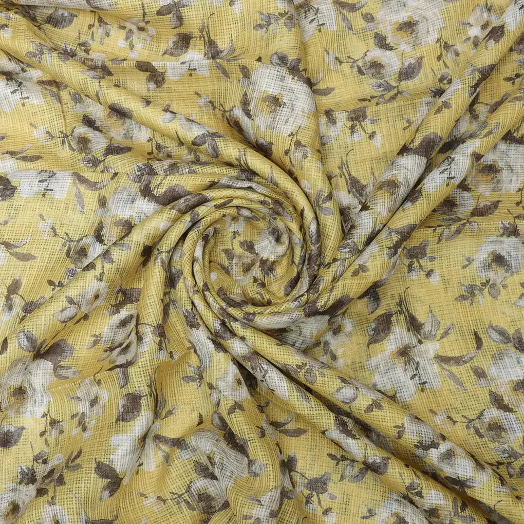 Gorgeous Floral and Leaves Digital Printed Kota Doria Fabric – 470a0527copy