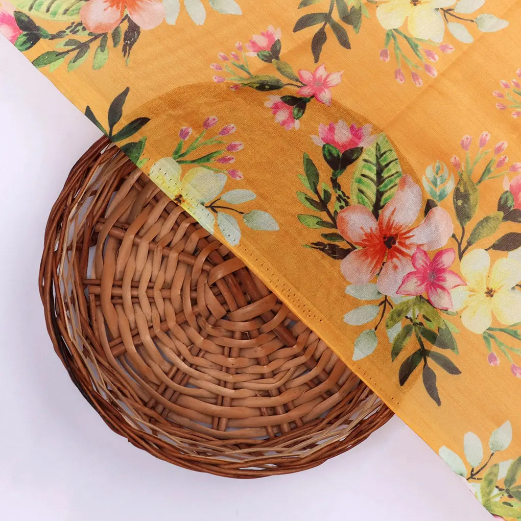 Gorgeous Organza Fabric Material With Vibrant Floral Print in Yellow – 470a0596copy