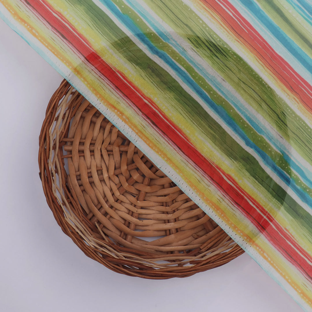 Organza Fabric Material with Multicolor Stripes