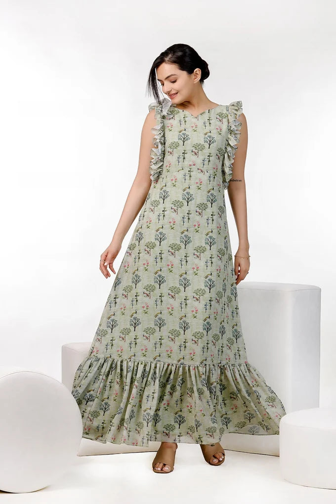 Pista Green Floral Print Maxi Gown – 48.1 d4f42e10 3237 41ef 97de 02d87382da03