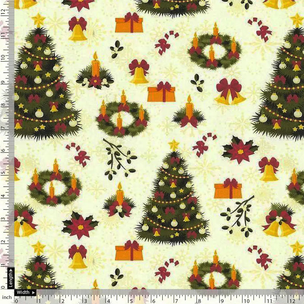 Classy Green & Red Christmas Design Japan Satin Fabric – 5.1