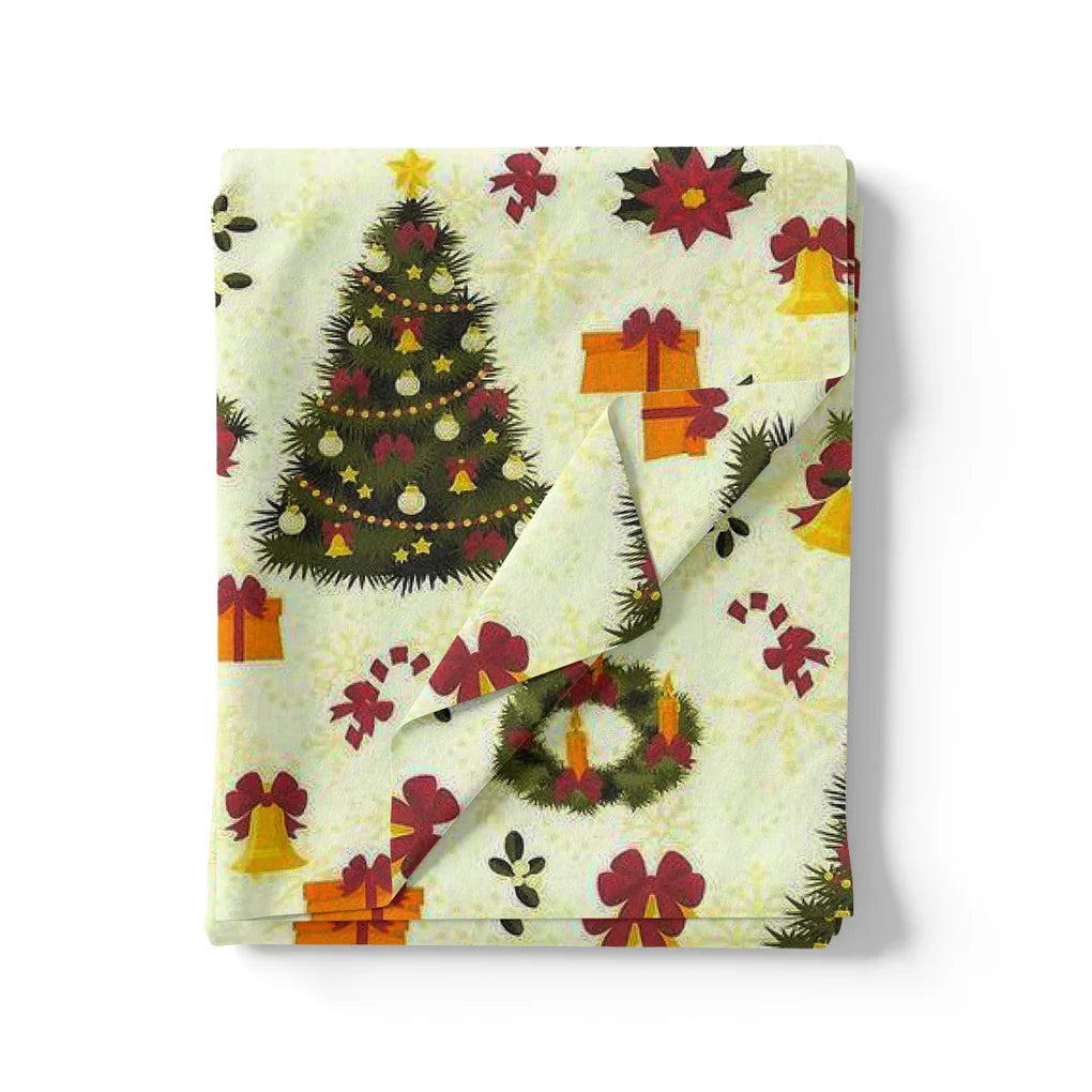 Classy Green & Red Christmas Design Japan Satin Fabric – 5.2
