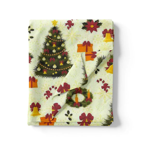 Classy Green & Red Christmas Design Japan Satin Fabric – 5.2 - alternate view