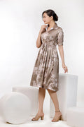 Mehndi Color Floral Print Dress – 50.2 3853c74c 376d 447c a88a c988098cf351