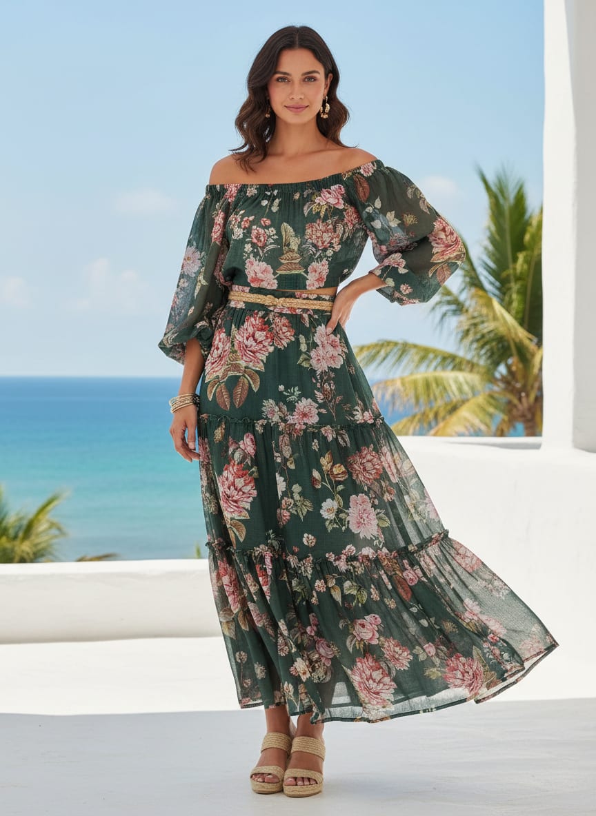 Elegant Floral Digital Printed Kota Doria Fabric