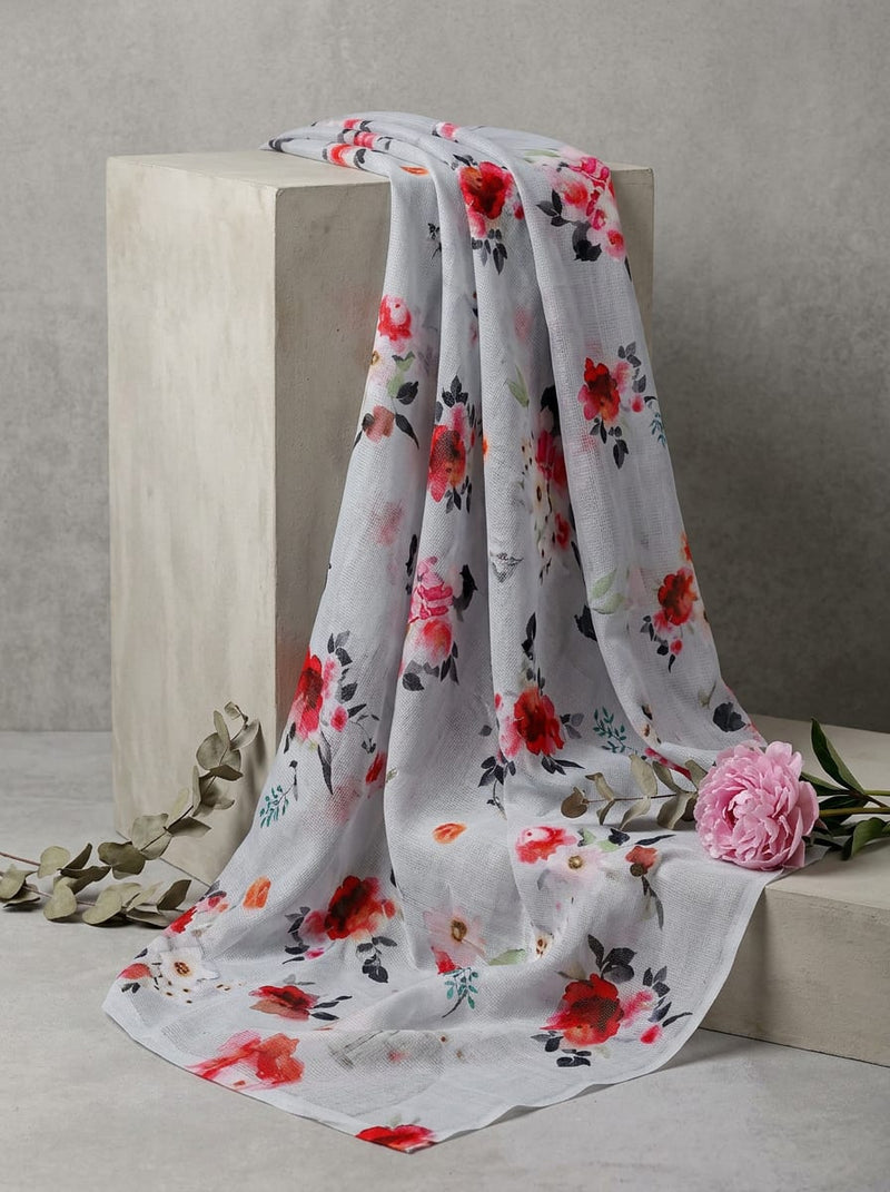 Multicolor Watercolor Floral Bouquet Kota Doria Digital Printed Fabric
